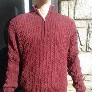 Izod pullover knot zip sweater